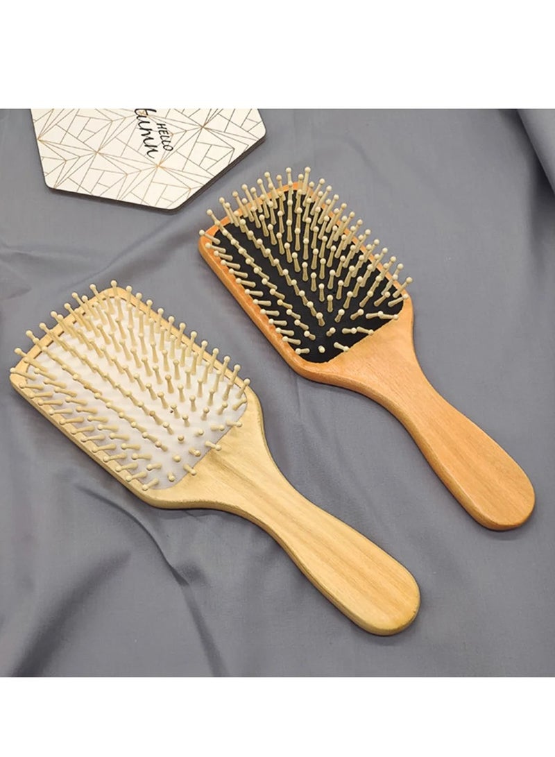 2 قطعة فرشاة شعر مجداف خشبية متعددة الألوان - Image 2