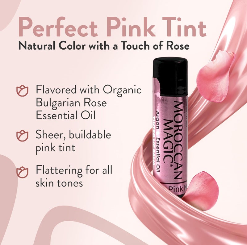 Moroccan Magic Perfect Pink Tinted Lip Balm | Made with Natural Cold Pressed Argan and Essential Oils | Lip Balm | Smooth Application | Non-Toxic, Cruelty Free | 2 Pack - Image 1