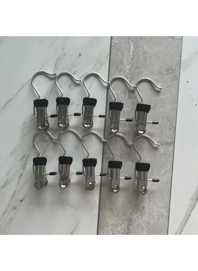 10 Pack Black Stainless Steel Utility Hooks Rust Resistant Door Mount Clothespins - Image 1