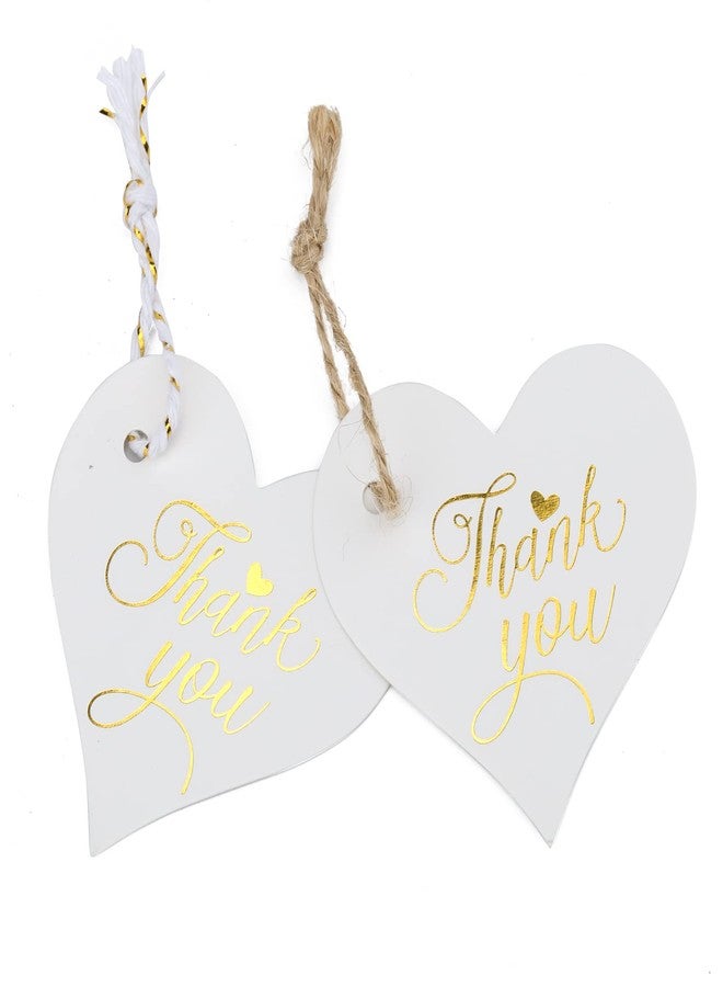 joycraft 100Pcs Heart Thank You Gift Tags, 2.36 in Heart Gift Tags with String, Gold Foil Thank You Tags for Valentine's Day, Gift Wrap, Wedding, Baby Shower - Image 2