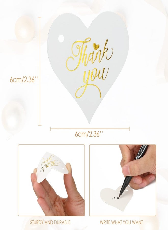joycraft 100Pcs Heart Thank You Gift Tags, 2.36 in Heart Gift Tags with String, Gold Foil Thank You Tags for Valentine's Day, Gift Wrap, Wedding, Baby Shower - Image 3