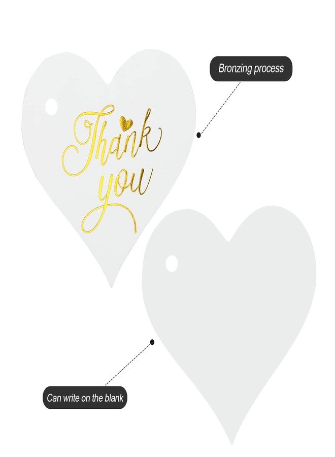 joycraft 100Pcs Heart Thank You Gift Tags, 2.36 in Heart Gift Tags with String, Gold Foil Thank You Tags for Valentine's Day, Gift Wrap, Wedding, Baby Shower - Image 4