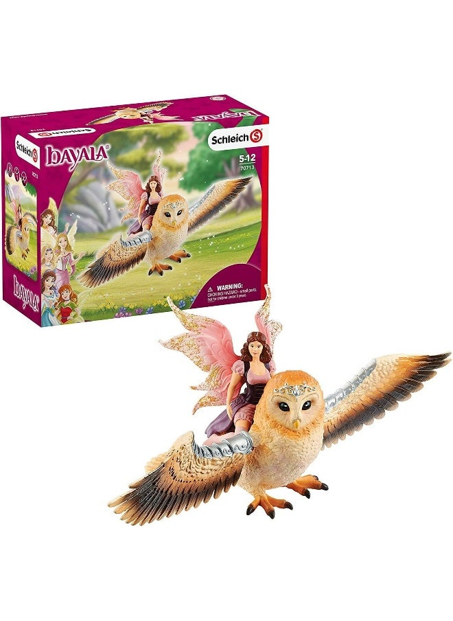 Schleich Schleich Bayala Fairy in Flight on Glam-Owl Toy Figurine  - Image 1