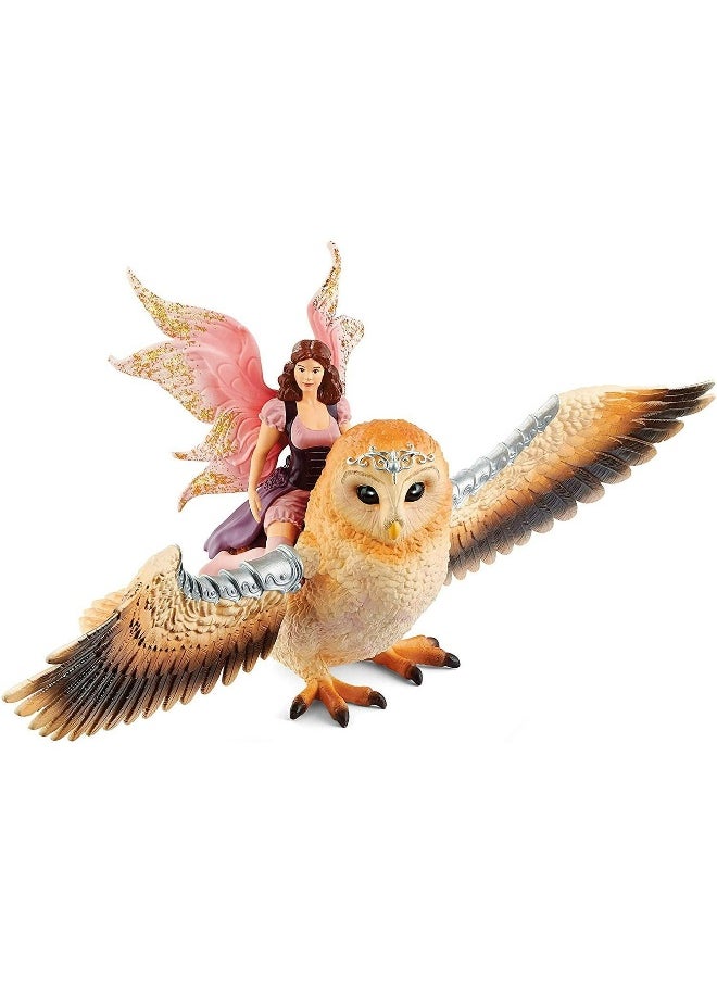Schleich Schleich Bayala Fairy in Flight on Glam-Owl Toy Figurine  - Image 2