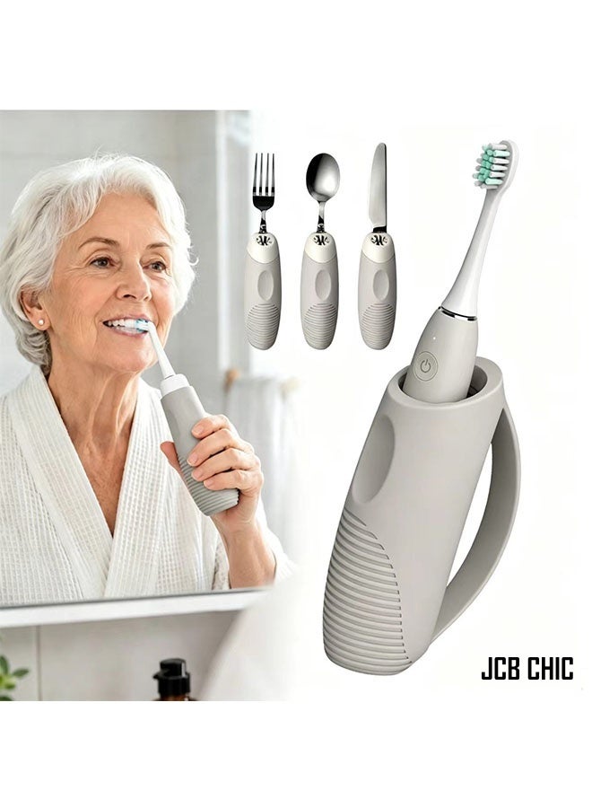 JCB CHIC Ergonomic Adaptive Grip Handle, Multi‑Purpose Assist Holder for Utensils & Toothbrushes, Easy Grip Aid for Seniors with Arthritis & Hand Tremors - Image 1