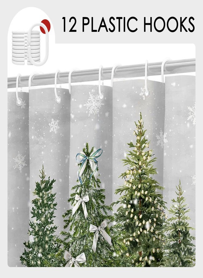 موكسيكا ستارة حمام Mocsicka Merry Christmas لطيفة مزينة بشجرة صنوبر مائية، ديكور حمام عيد الميلاد، ستائر حمام قابلة للغسل للعطلات (رمادي، 71 × 71 بوصة) - Image 3