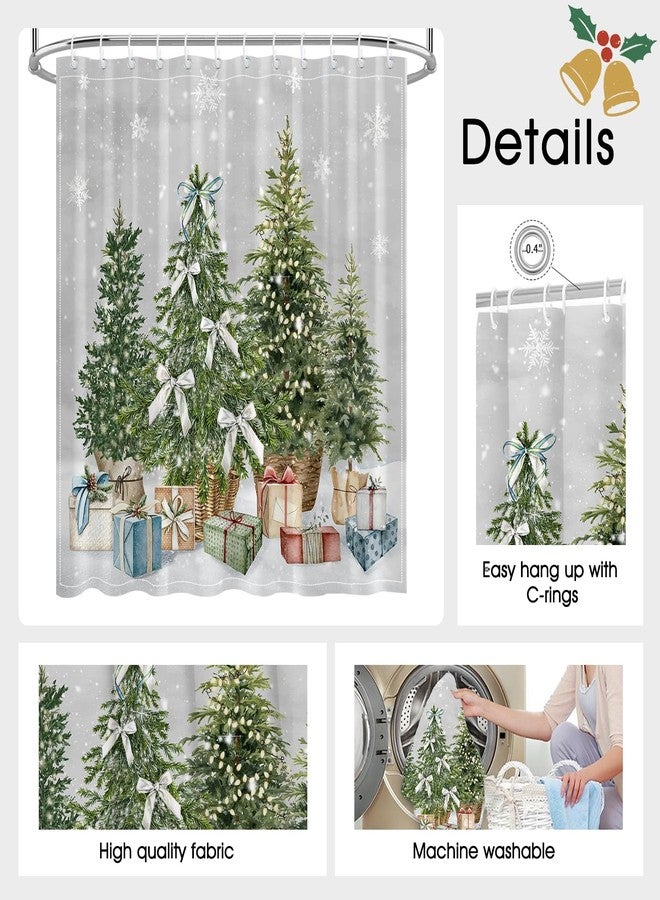 موكسيكا ستارة حمام Mocsicka Merry Christmas لطيفة مزينة بشجرة صنوبر مائية، ديكور حمام عيد الميلاد، ستائر حمام قابلة للغسل للعطلات (رمادي، 71 × 71 بوصة) - Image 4