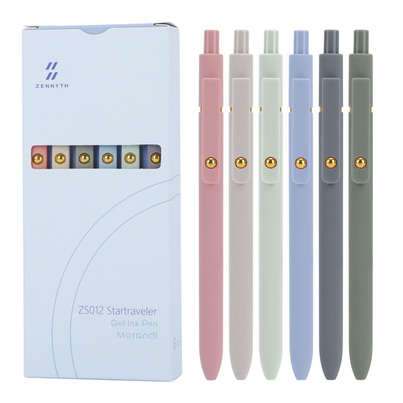 Ddaowanx Gel Pens, 0.5mm Fine Point Quick Dry Blue Ink Pens Retractable, Cute Colorful Barrel Smooth Writing Pen, Aesthetics Gifts for Women Men (6 Pcs-Blue Ink) - Image 1