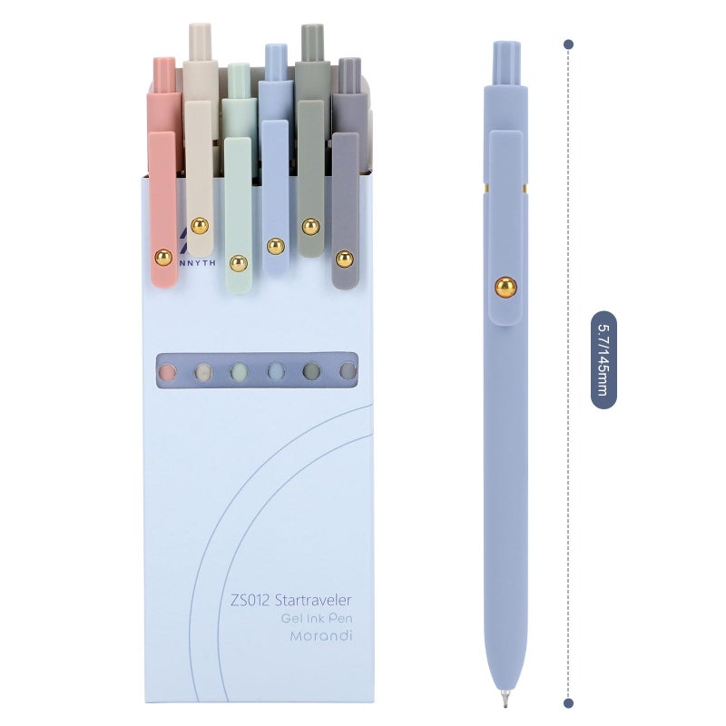 Ddaowanx Gel Pens, 0.5mm Fine Point Quick Dry Blue Ink Pens Retractable, Cute Colorful Barrel Smooth Writing Pen, Aesthetics Gifts for Women Men (6 Pcs-Blue Ink) - Image 2