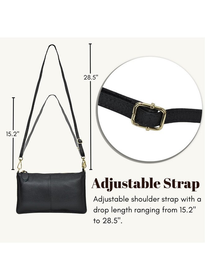 NGIL Women Genuine Leather Crossbody Wristlet, Women's Handbag, Chic Shoulder Bag Small Wristlet Wallet, Golden Accent Zipper (Black, Medium) - Image 4