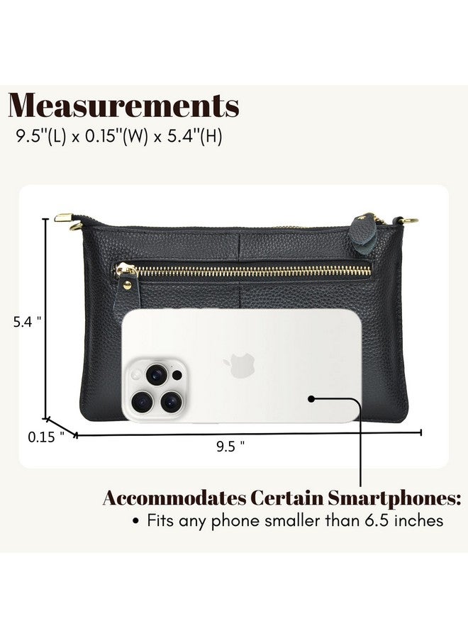 NGIL Women Genuine Leather Crossbody Wristlet, Women's Handbag, Chic Shoulder Bag Small Wristlet Wallet, Golden Accent Zipper (Black, Medium) - Image 3