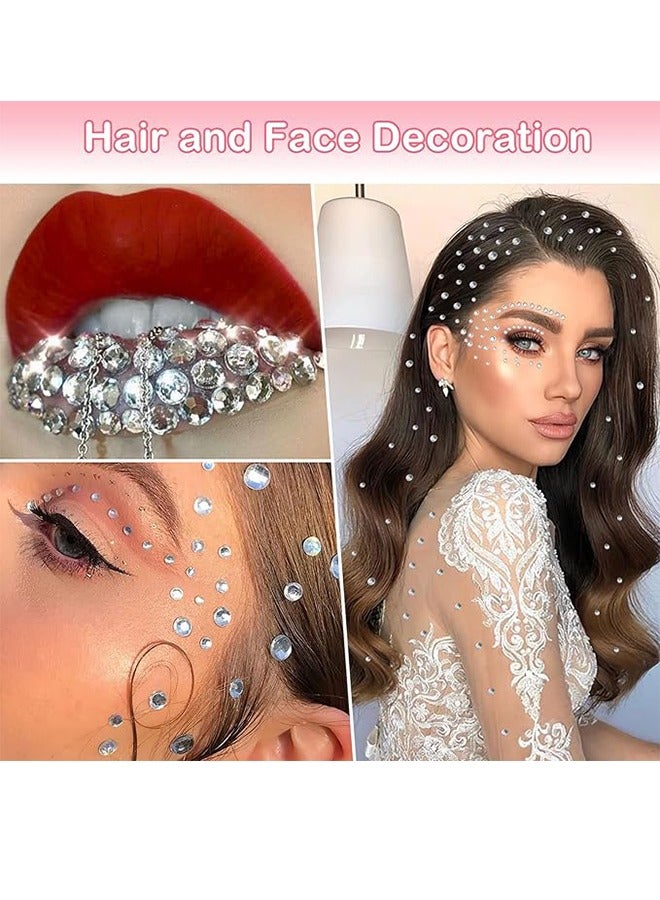 Generic Clear Rhinestone Stickers, 6 Self-Adhesive Rhinestone Faces, Glittering Jewelry Stickers, Crystal Gemstone Stickers For Crafts, Makeup, Face, Hair, Various Sizes... - Image 3