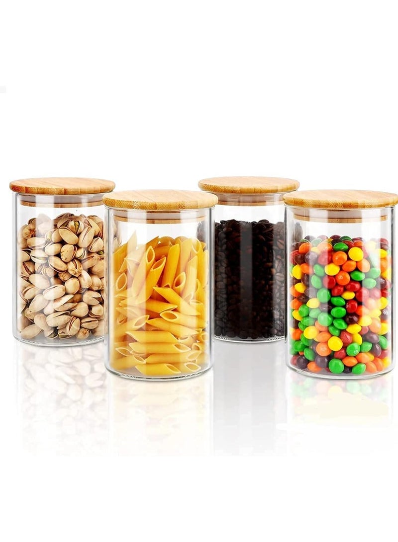 AUTOYSUR Glass Storage Jar with Bamboo Lids,Glass Airtight Canisters sets,Spice Jar, Pantry Organization and Storage Containers Ideal for Sugar, Coffee, Cookie, Candy,Cereals (1000ml/35.2 oz, Set of 4) - Image 1