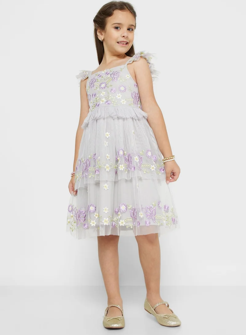 Amelia Rose Kids Floral Embroidered Dress