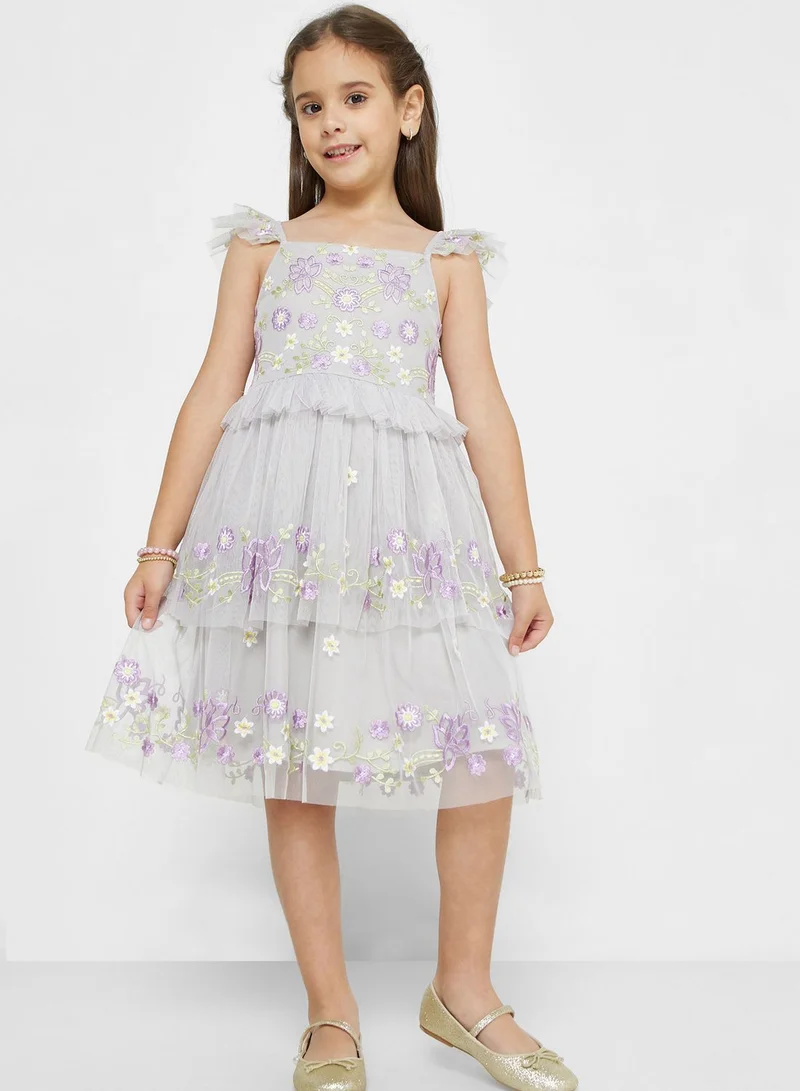 Amelia Rose Kids Floral Embroidered Dress