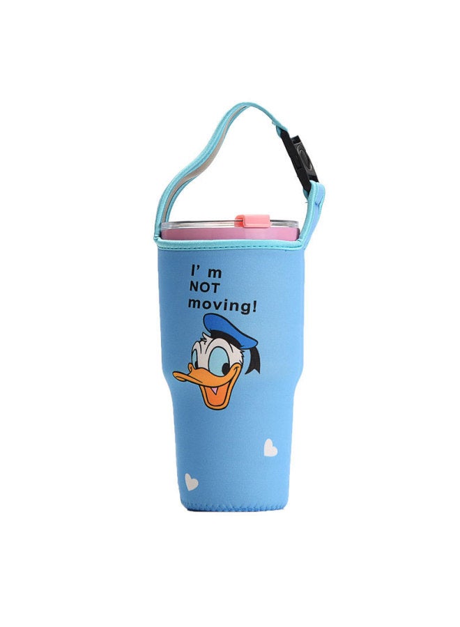 Diving Cloth Cup Cover Car Cup Cloth Cover Printing Protective Cover Ice Bully Cup Cover Creative Cartoon-Color:Donald Duck Head Blue-Capacity:900ml - Image 1