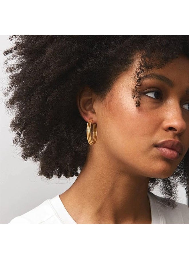 Mevecco - Women Hoop Earrings Gold Open C Shape 14K Gold Filled Small Simple Handmade Hypoallergenic Everyday Illusion Jewelry - Image 1