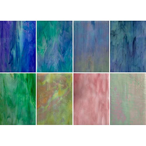 HAOSUM 8 Pack Iridescent Rainbow Stained Glass Sheets,4 x 6 inch Mosaic Glass,Art Glass Opaque for DIY Kits, Mosaics Projects (Iridescence) - Image 2