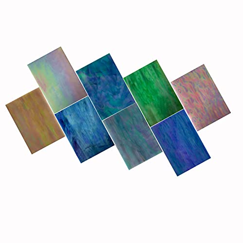 HAOSUM 8 Pack Iridescent Rainbow Stained Glass Sheets,4 x 6 inch Mosaic Glass,Art Glass Opaque for DIY Kits, Mosaics Projects (Iridescence) - Image 5