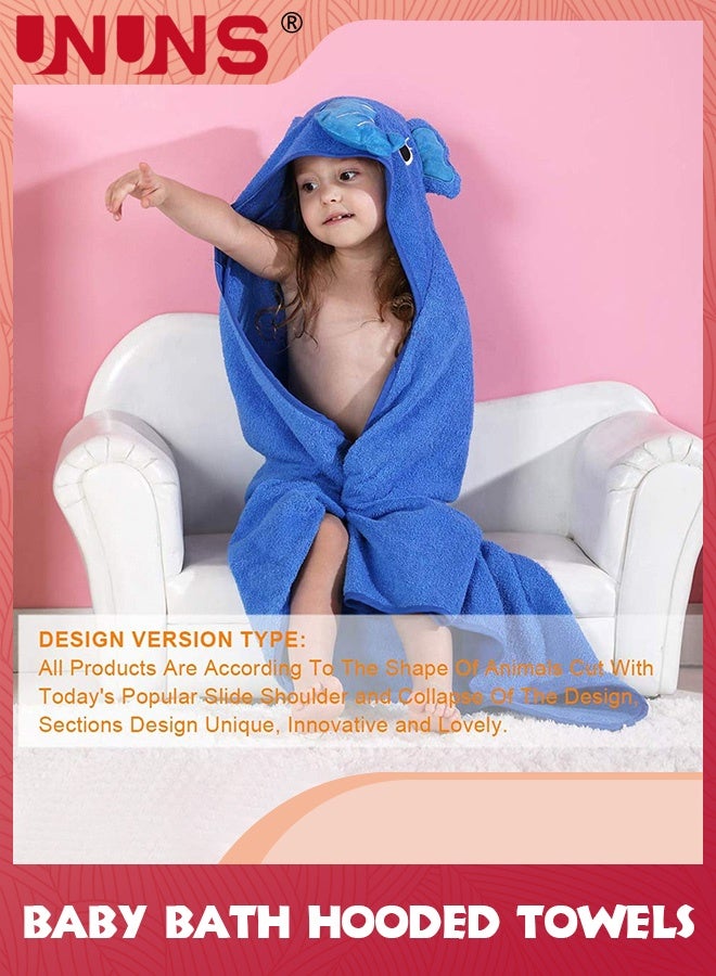 UNUNS Baby Hooded Towel,Soft Cotton Elephant Bathrobe Towel For Toddler Boy Girls,Super Absorbent Washcloth,Hooded Bathing Towel,Machine Washable Towel,Keeps Your Warm And Cosy,Blue  - Image 5