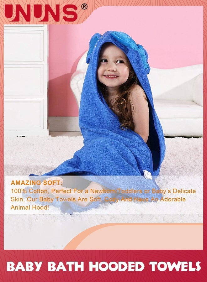 UNUNS Baby Hooded Towel,Soft Cotton Elephant Bathrobe Towel For Toddler Boy Girls,Super Absorbent Washcloth,Hooded Bathing Towel,Machine Washable Towel,Keeps Your Warm And Cosy,Blue  - Image 4
