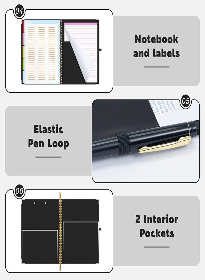 EYROZILL Clipboard with Storage, Clipboards for Letter Size, Clip Board with 5 Folders and 10 Pockets, Spiral Cute Clipboard for Office School Nursing, 8.5'' x 11'' (Linen Black, Letter Size) - Image 4