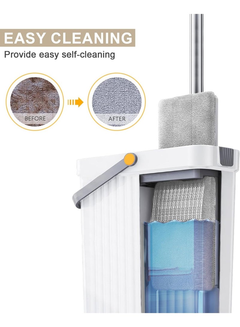 Flat Mop and Bucket Set with 8 Reusable Pads – Hands-Free Dual-Chamber System & 360° Rotating Head for Wet & Dry Floor Cleaning Flat Design - Image 4