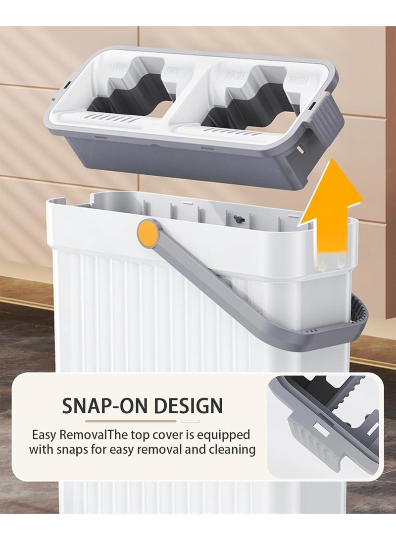 Flat Mop and Bucket Set with 8 Reusable Pads – Hands-Free Dual-Chamber System & 360° Rotating Head for Wet & Dry Floor Cleaning Flat Design - Image 3
