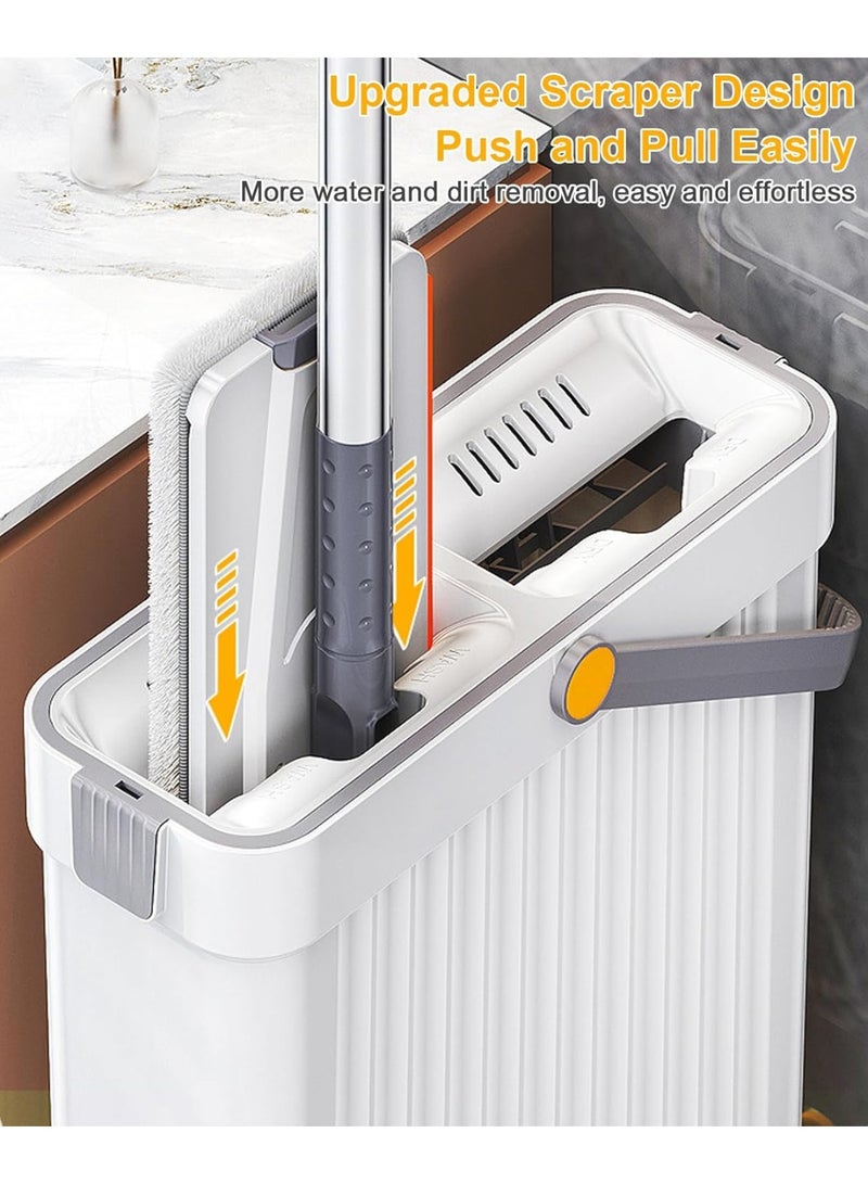 Flat Mop and Bucket Set with 8 Reusable Pads – Hands-Free Dual-Chamber System & 360° Rotating Head for Wet & Dry Floor Cleaning Flat Design - Image 2