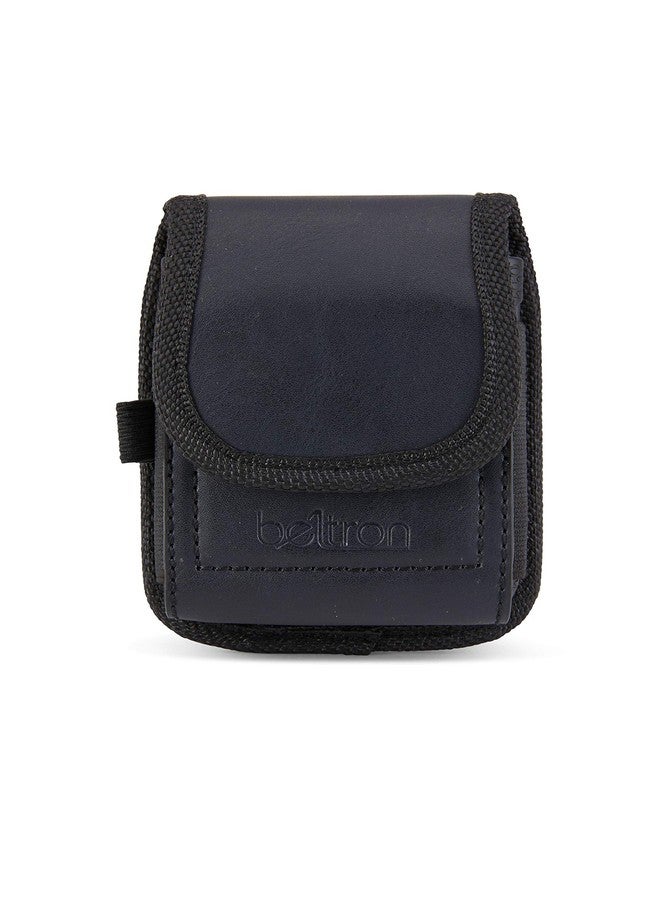 BELTRON Case-Compatible Leather Pouch for Motorola RAZR+ 2025 2024 2023, Samsung Galaxy Z Flip 7/6/5/4/3 with Heavy Duty Belt Loop, Metal Belt Clip & Dual Magnet Closure (Black Leather) - Image 3
