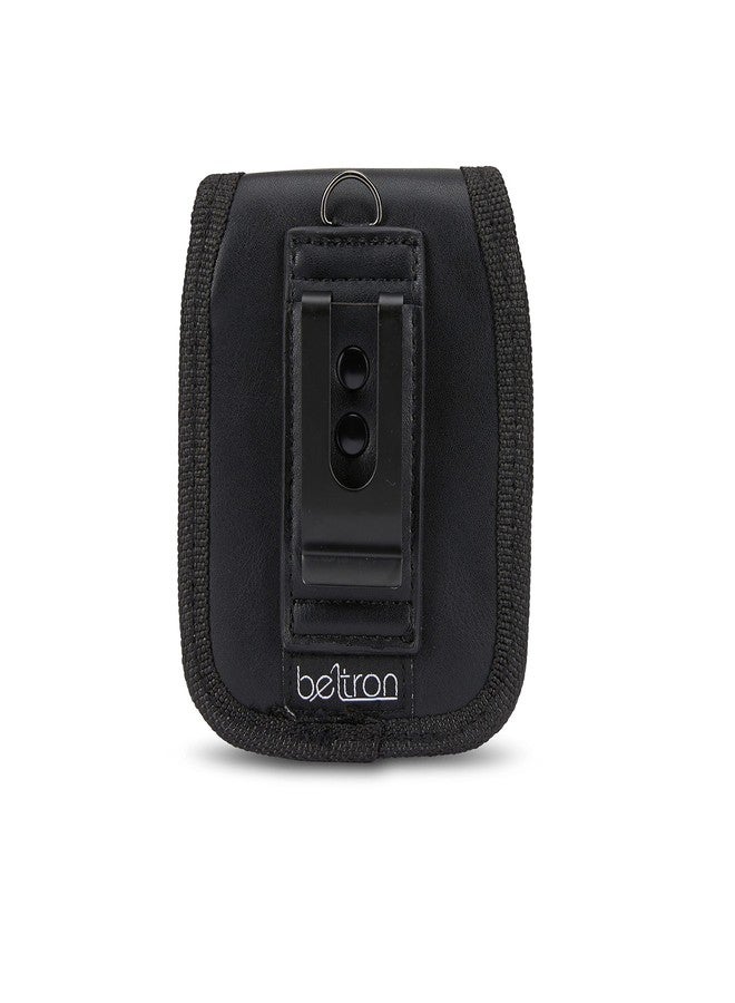 BELTRON Case-Compatible Leather Pouch for Motorola RAZR+ 2025 2024 2023, Samsung Galaxy Z Flip 7/6/5/4/3 with Heavy Duty Belt Loop, Metal Belt Clip & Dual Magnet Closure (Black Leather) - Image 5