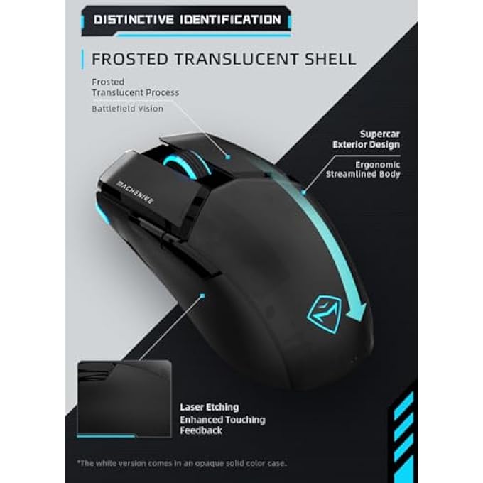 MACHENIKE M7 PRO GAMING MOUSE (PAW 3104 SENSOR) WIRELESS/WIRED RGB COMPUTER MOUSE WITH 8000 DPI AND 6 PROGRAMMABLE BUTTONS, HIGH PERFORMANCE LIGHTWEIGHT GAMING MOUSE FOR PC/MAC - BLACK - Image 2