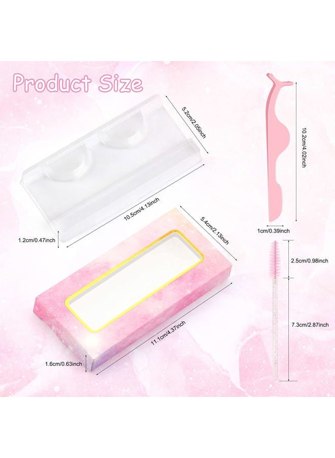 MAGEFY 175 Pieces Lash Packaging Wholesale, Include 30 Empty Eyelashes Packaging Box, 30 False Lash Trays, 15 Eyelash Tweezers and 100 Eyelash Brush Mascara Wands Disposable (Pink) - Image 3