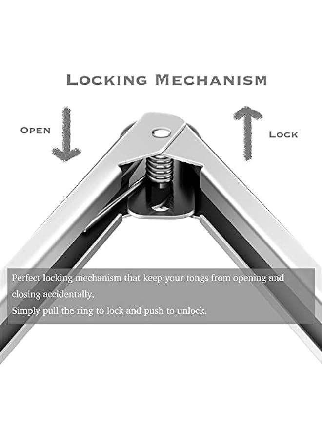 2 Pack Black Kitchen Tongs, Premium Silicone BPA Free Non-Stick Stainless Steel BBQ Cooking Grilling Locking Food Tongs, 9-Inch & 12-Inch - Image 4