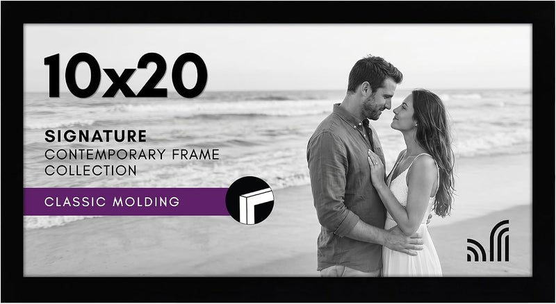 Americanflat 10x20 Picture Frame with Polished Plexiglass - Signature Collection - Gallery-Style Frames Made of Engineered Wood - Photo Frame for Wall Display - Black - Image 1