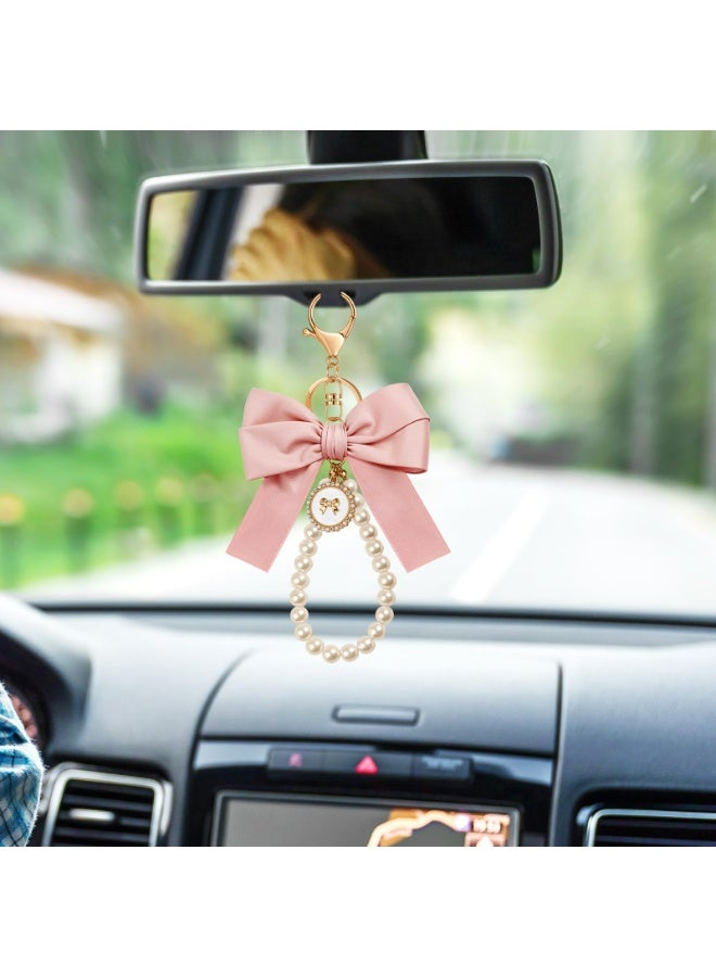 LUMYA 2Pcs Pink Bow Keychain for Women, Pearl Wristlet Keyring, Car Keys Handbag Purse Pendant, Cute Bag Charm Accessory, Elegant Key Holder for Purse, Handbag, Backpack, Ideal Gift for Girls (Light Pink) - Image 5