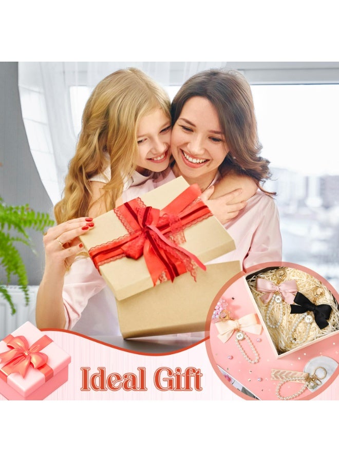 LUMYA 2Pcs Pink Bow Keychain for Women, Pearl Wristlet Keyring, Car Keys Handbag Purse Pendant, Cute Bag Charm Accessory, Elegant Key Holder for Purse, Handbag, Backpack, Ideal Gift for Girls (Light Pink) - Image 4