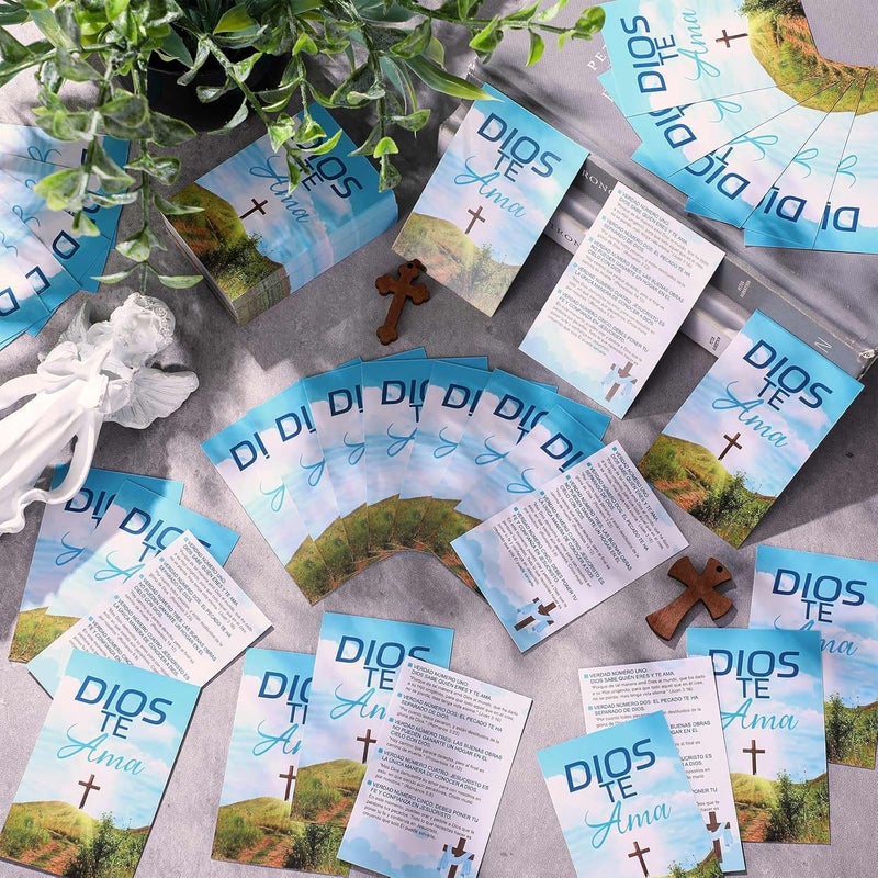 Noveread 200 Pcs Spanish Gospel Tract Card Salvation Cards Pocket Holy Postcards Prayer Postcards Christian Inspirational Bible Verses for Christian Gifts Women Men(Dios Te Ama) - Image 3