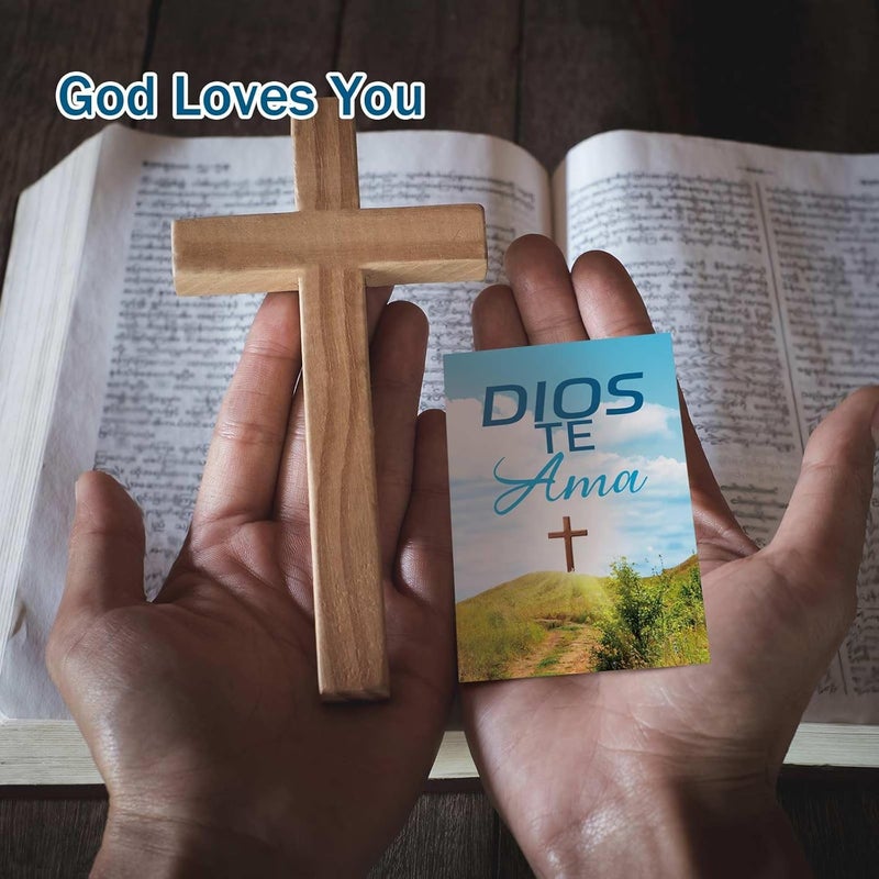 Noveread 200 Pcs Spanish Gospel Tract Card Salvation Cards Pocket Holy Postcards Prayer Postcards Christian Inspirational Bible Verses for Christian Gifts Women Men(Dios Te Ama) - Image 4