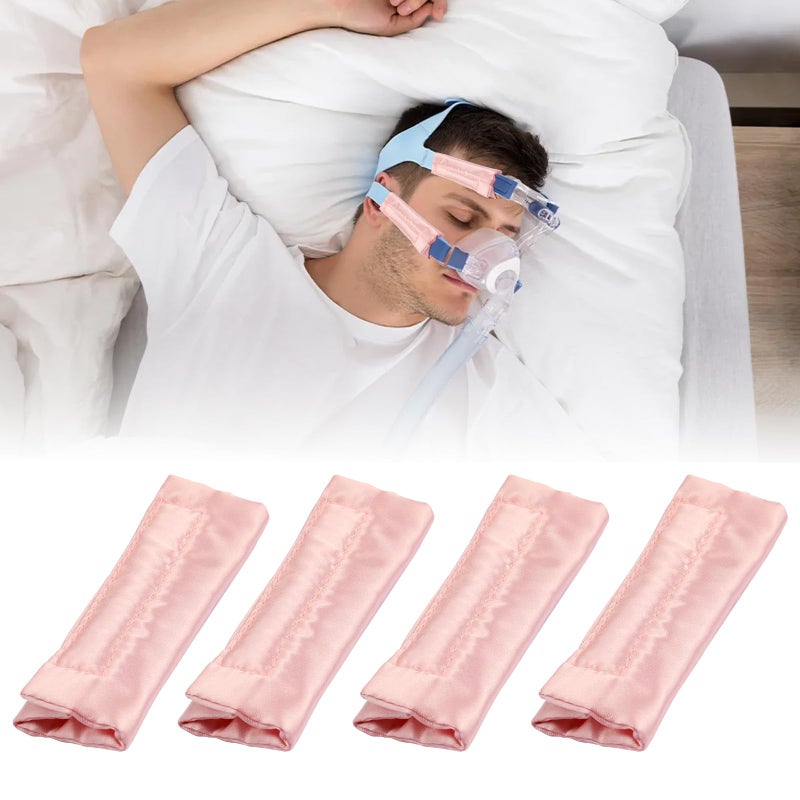 HWEIUA 4 Pack Satin CPAP Mask Strap Covers, Silk CPAP Strap Covers Comfortable CPAP Strap Cushion Pads CPAP Face Protector, Universal and Reusable CPAP Headgear Strap Covers for Reducing Red Marks, Pink - Image 1
