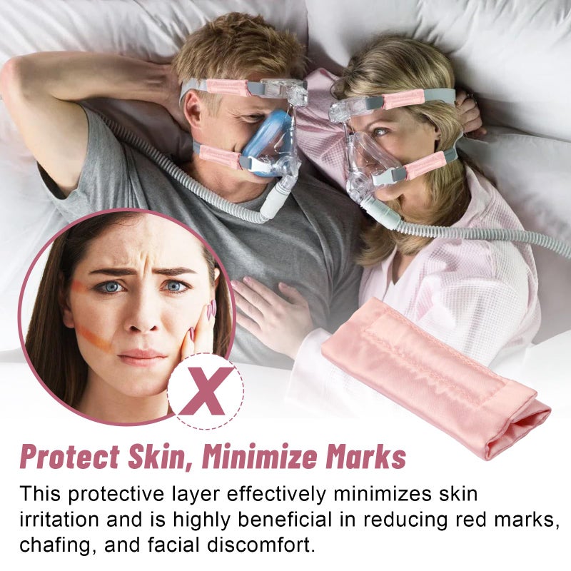 HWEIUA 4 Pack Satin CPAP Mask Strap Covers, Silk CPAP Strap Covers Comfortable CPAP Strap Cushion Pads CPAP Face Protector, Universal and Reusable CPAP Headgear Strap Covers for Reducing Red Marks, Pink - Image 2