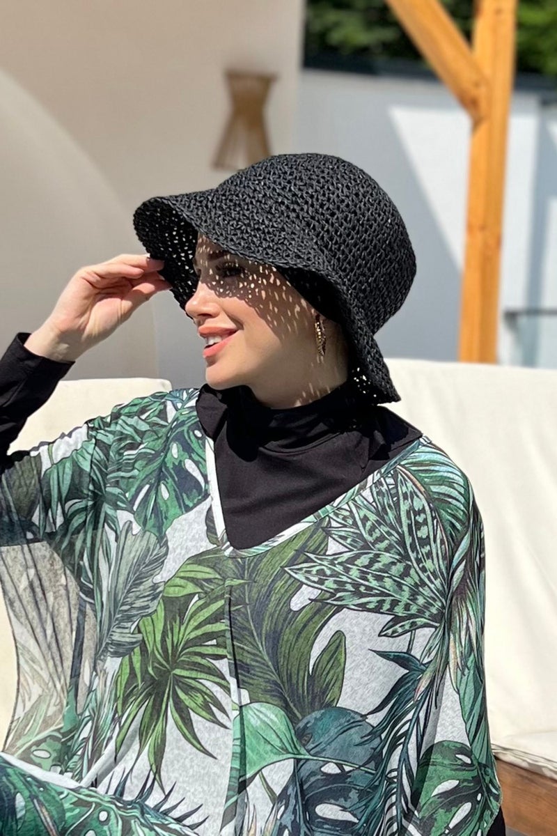 Remsa Mayo Handmade Knitted Straw Hat Rş-83 Black  - Image 1