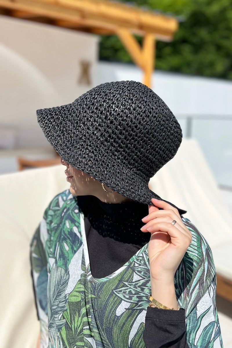 Remsa Mayo Handmade Knitted Straw Hat Rş-83 Black  - Image 3