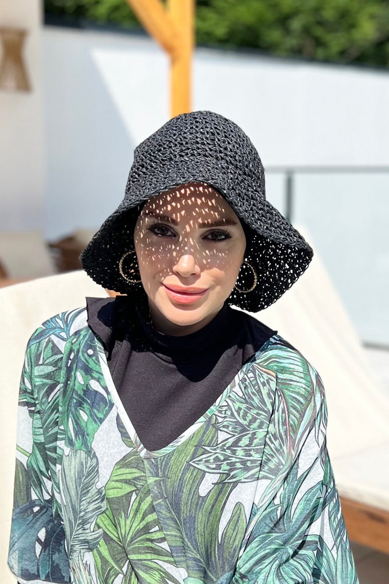 Remsa Mayo Handmade Knitted Straw Hat Rş-83 Black  - Image 5