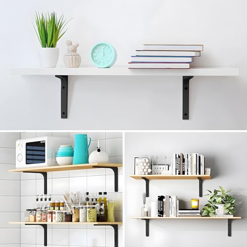 AISINYI 4 PCS Iron Wall Shelf Bracket 6 x 5 Inch Heavy Duty Shelf Support Bracket Decorative Joint Angle Bracket Matte Black - Image 3