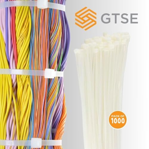 GTSE 8 Inch White/Clear Zip Ties, 1,000 Bulk Pack, 40lb Strength, UV Resistant Small Nylon Cable Ties, Self-Locking 8" Tie Wraps - Image 4
