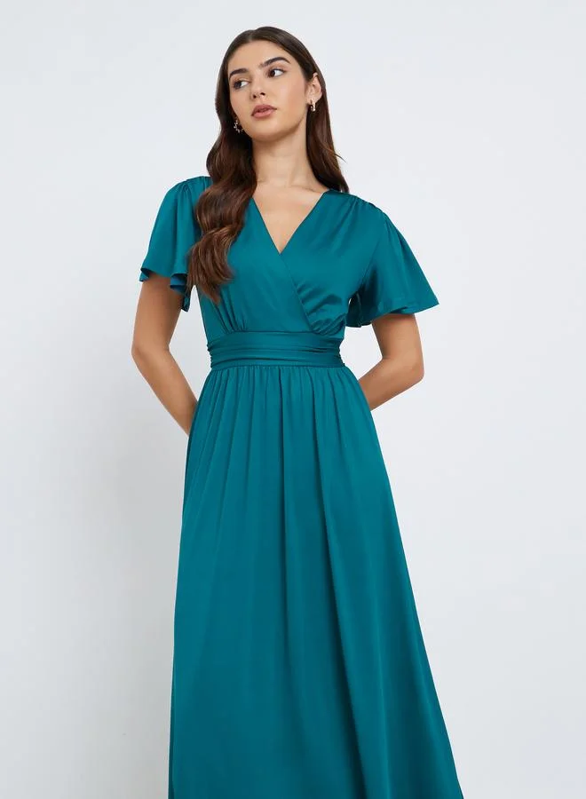 Styli Styli Ruffled Short Sleeves A-Line Maxi Dress