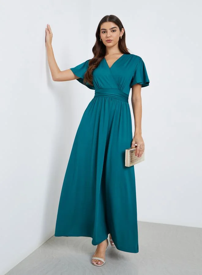 Styli Ruffled Short Sleeves A-Line Maxi Dress