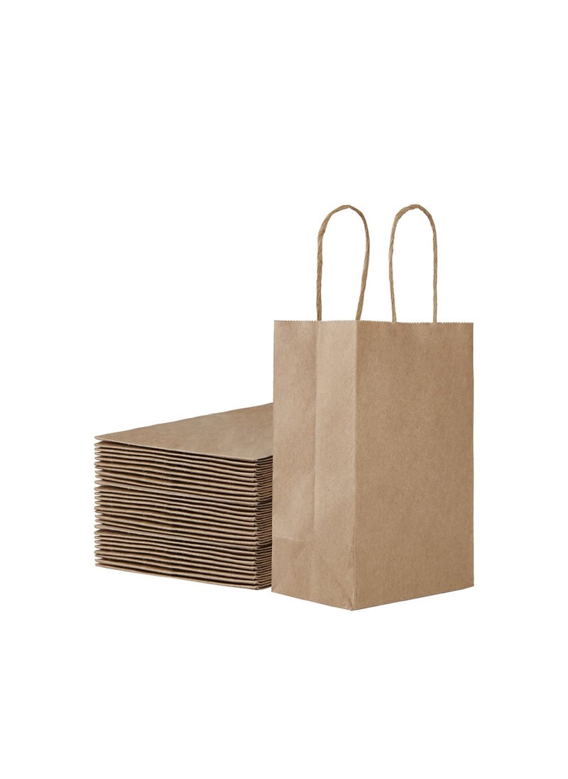 MARKQ [24 Bags] Kraft Paper bags with handles, 22 x 16 x 8 cm Brown Gift bags for Birthday Party Favors, Weddings, Restaurant takeouts, Christmas  - Image 1