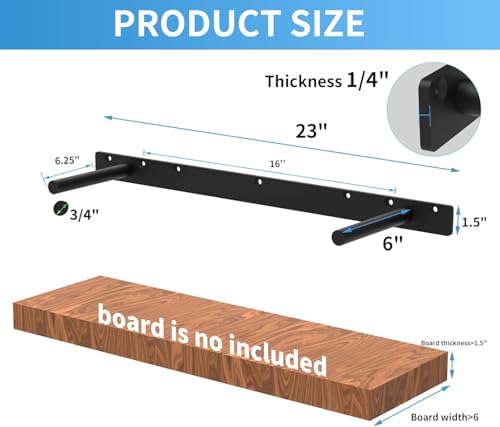 Kunzye 23 Inch Heavy Duty Blind Wall Mount Floating Shelf Bracket - Hidden Shelf Bracket with 150 LB Weight Capacity -3/4 Inch Solid Steel Support Rods - Image 5